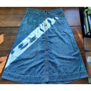 Chaps Button Front Denim A Line Skirt Womens Size 10P Midi Length
